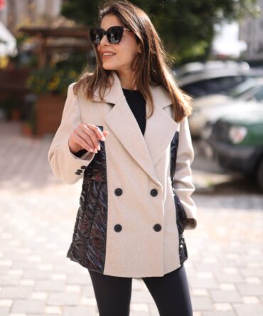 Kapitone Detaylı Kaşe Ceket