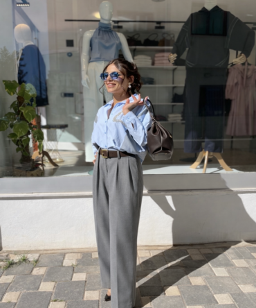 Yüksek Bel Kemerli Palazzo Pantolon