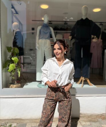 Etnik Desenli Bol Kesim Jean Pantolon