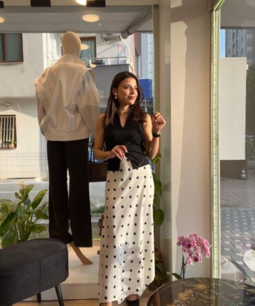 Puantiyeli Saten Etek