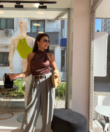 Yüksek Bel Kemerli Palazzo Pantolon